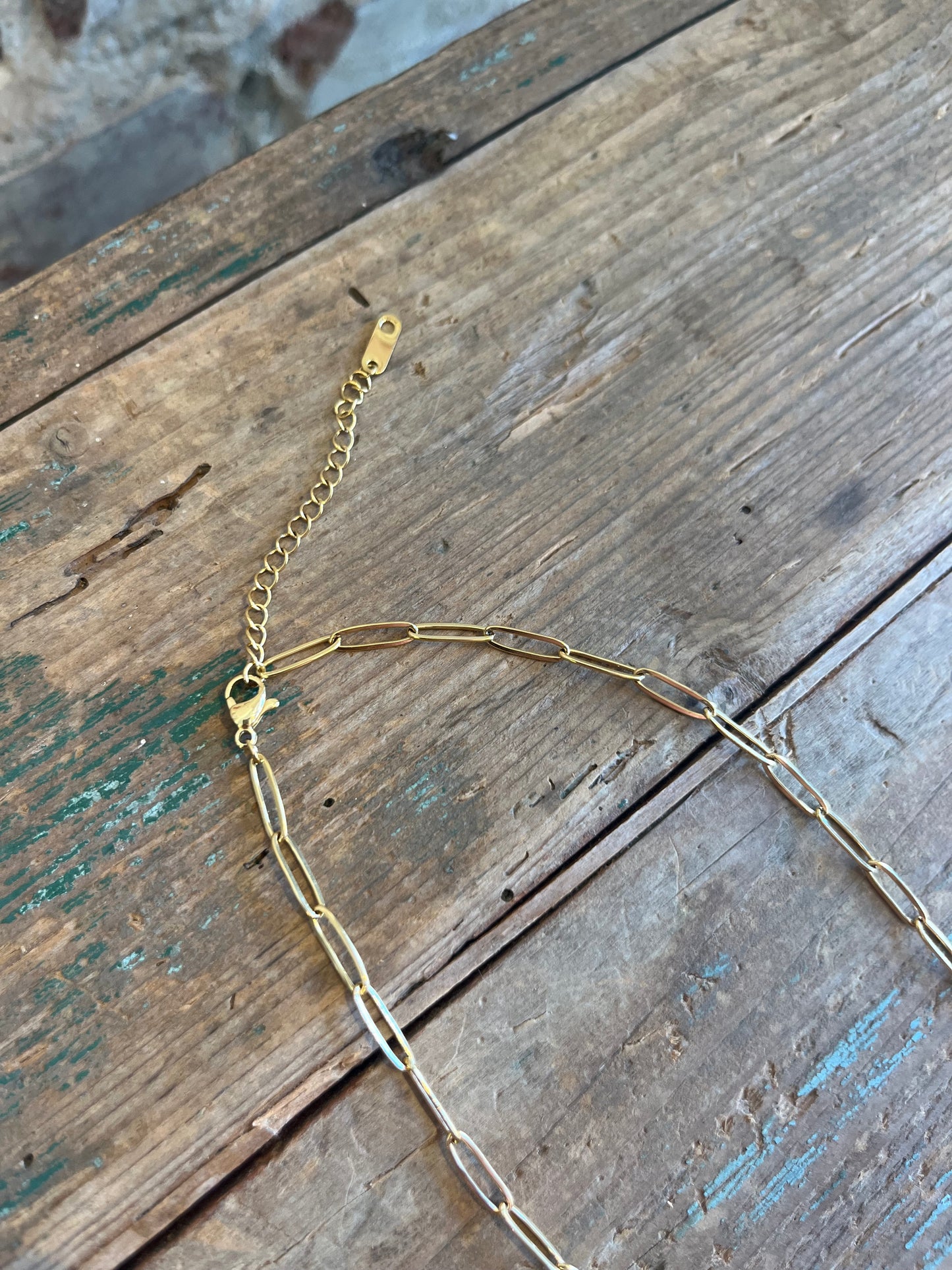 Two Stone Paper Clip Necklace