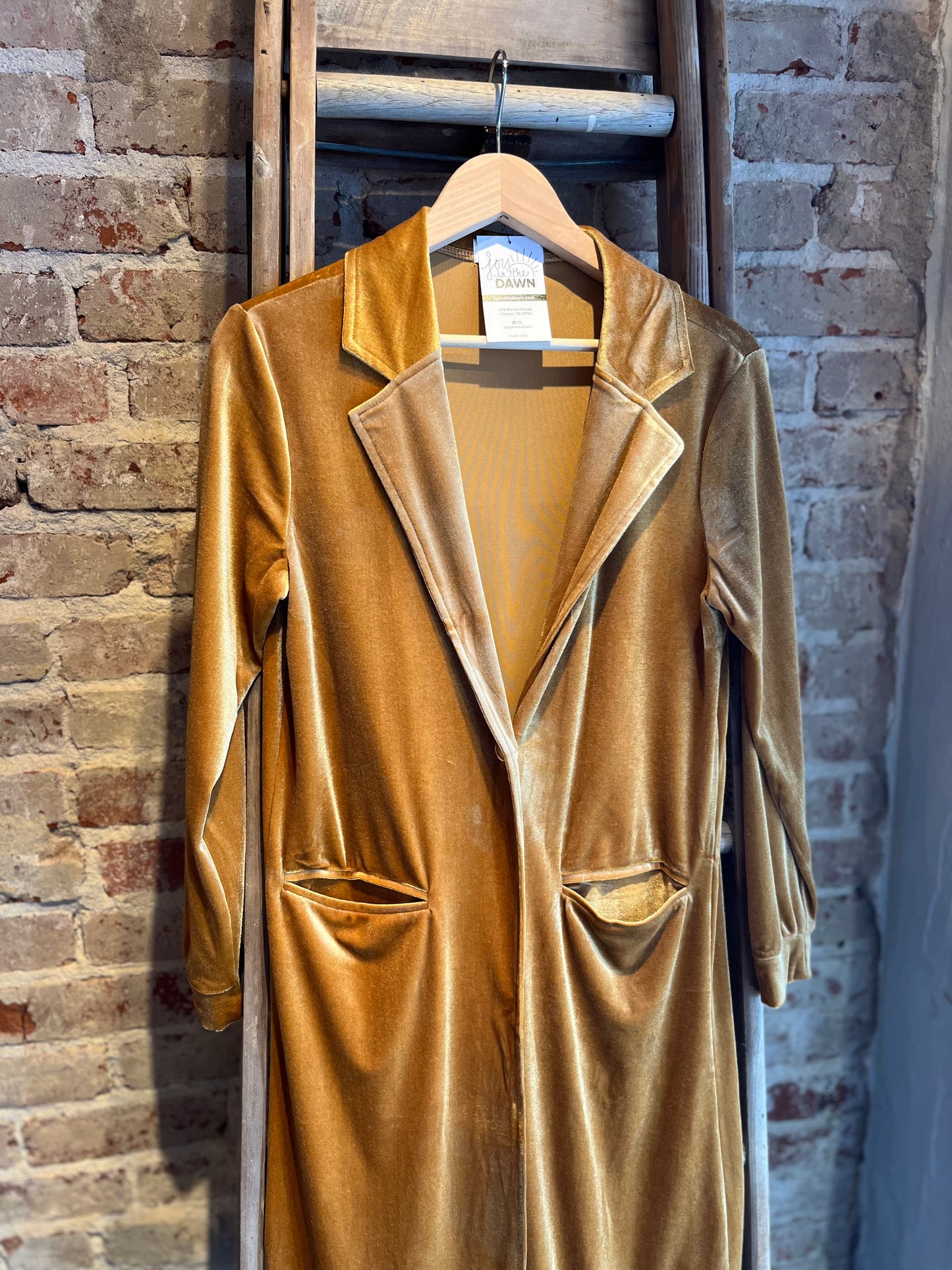 Long Velvet Cardigan- Gold/Mustard