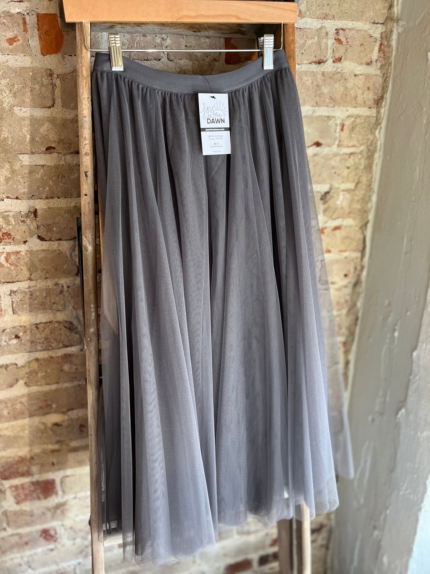 Tulle Midi Skirt- Ash