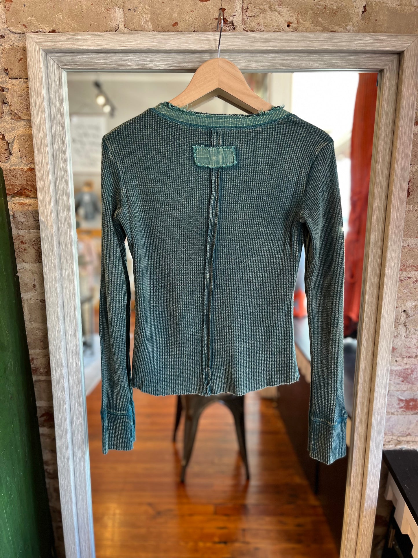 Henley Thermal Top- Teal