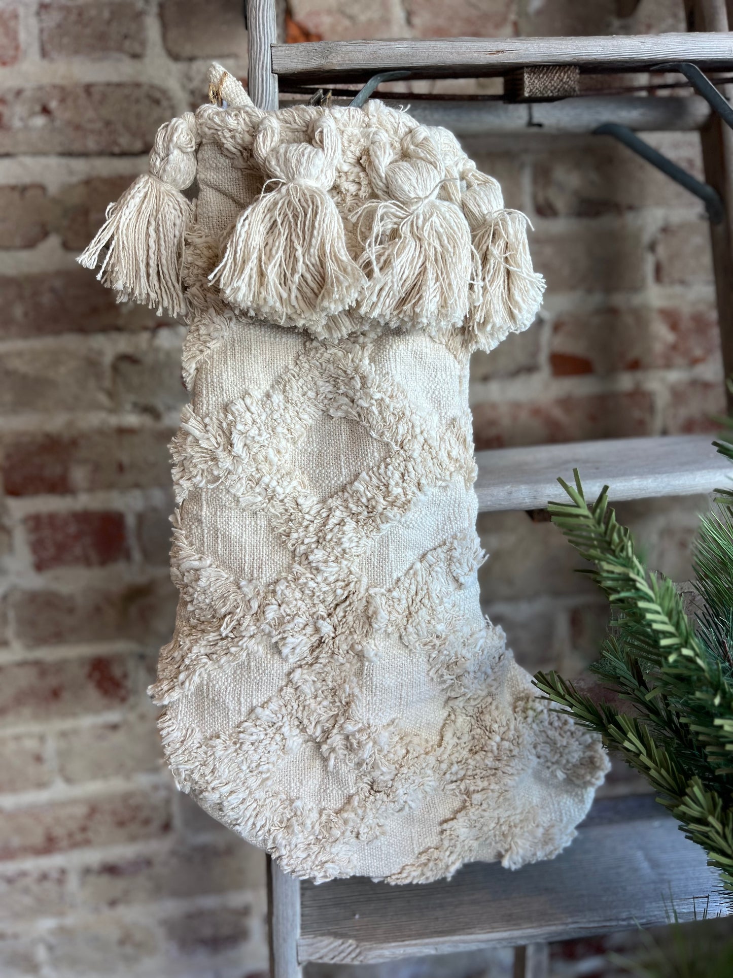 Cotton Christmas Stocking- Diamond