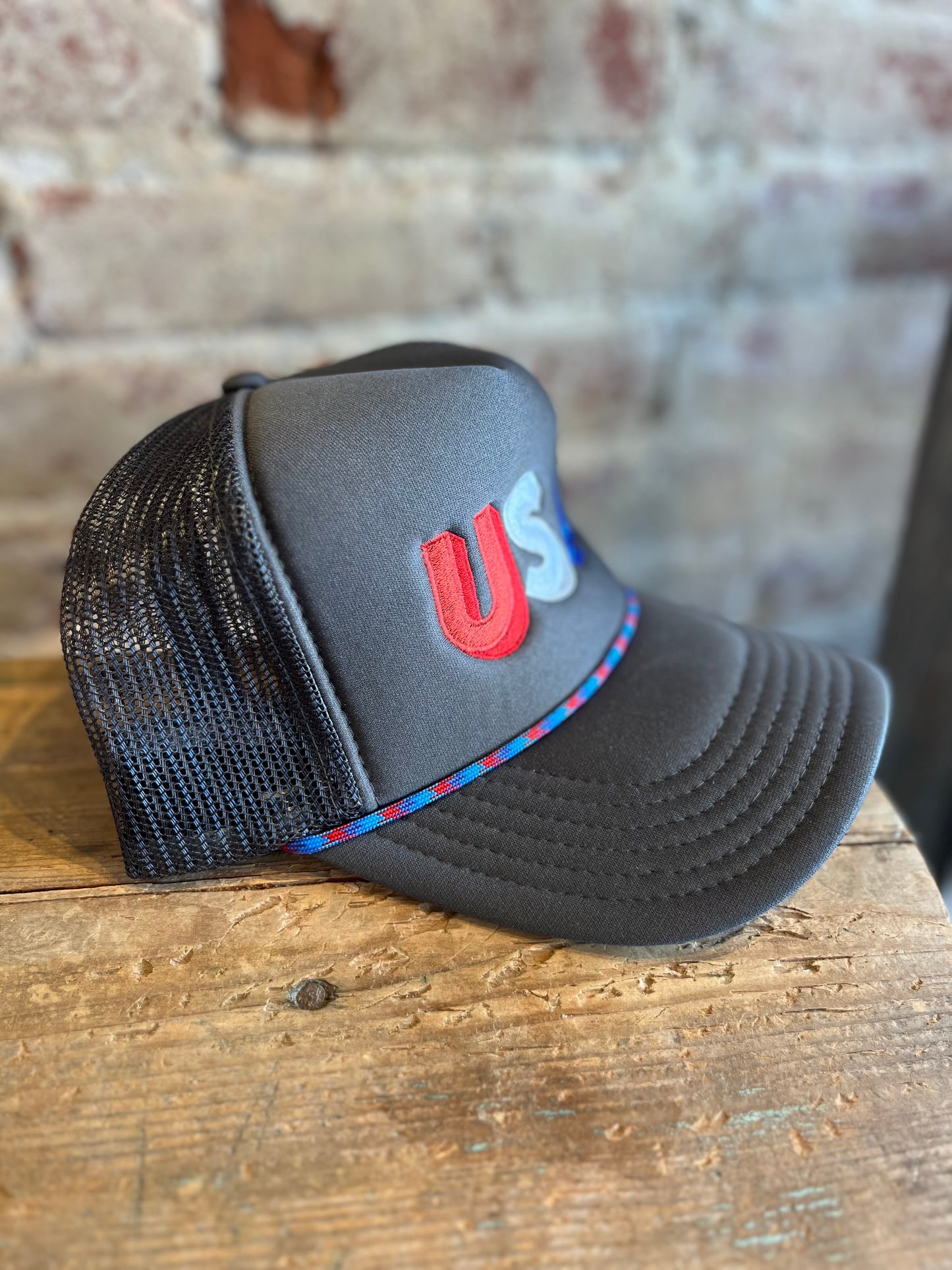 USA Color Block Foam Trucker Hat - Black