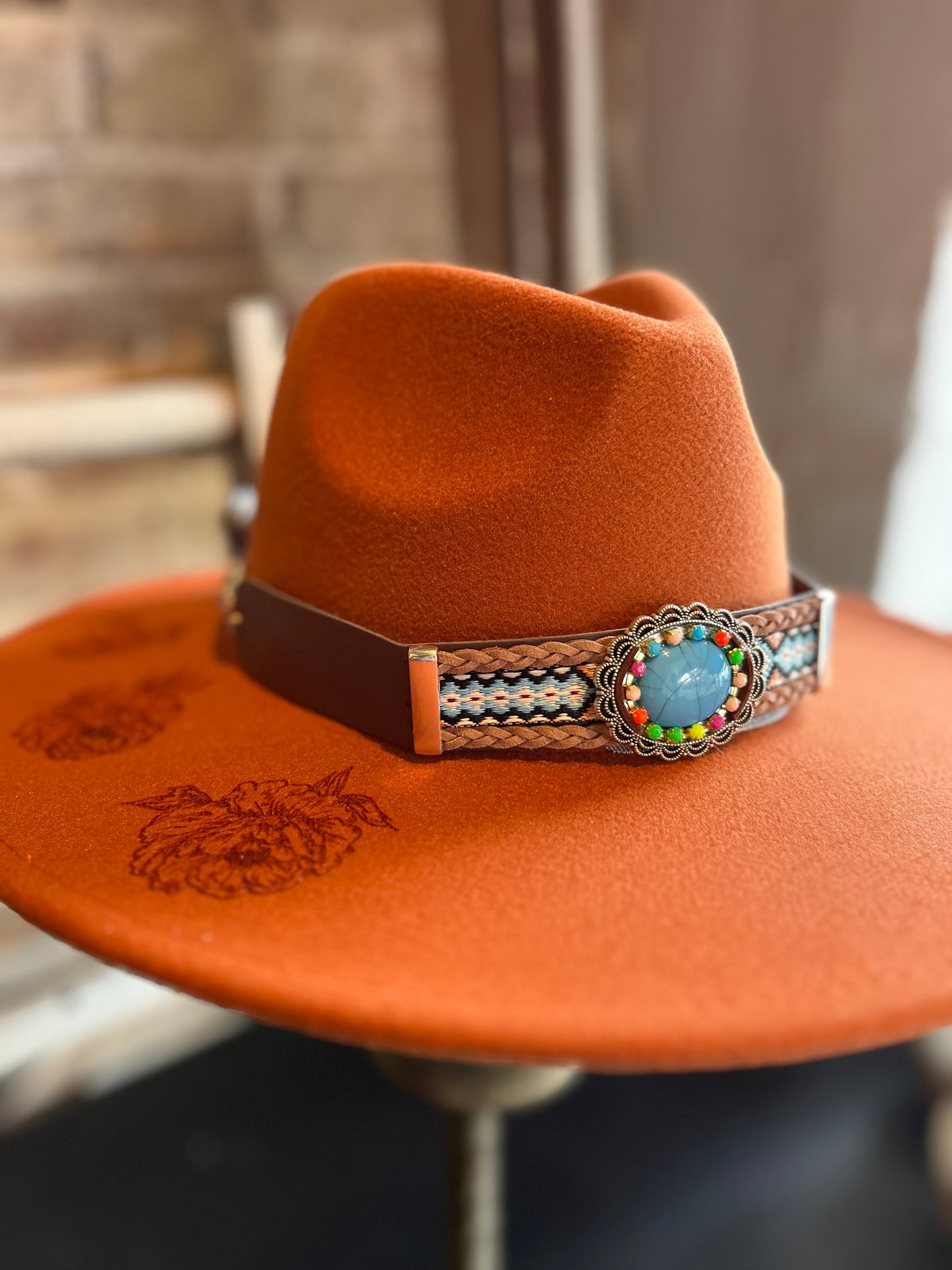 Turquoise Brooch Hat Band