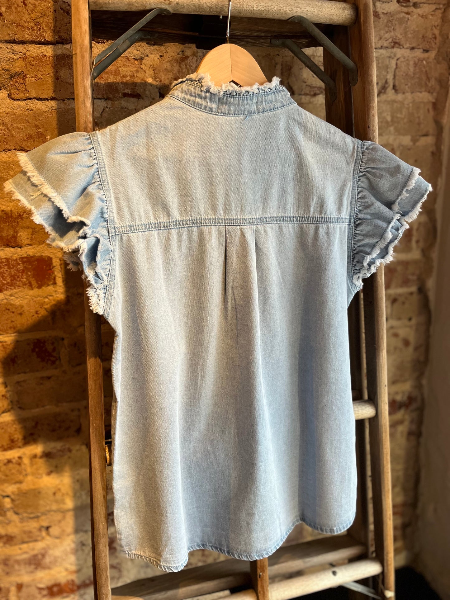 Ruffle Sleeve Button Down Top