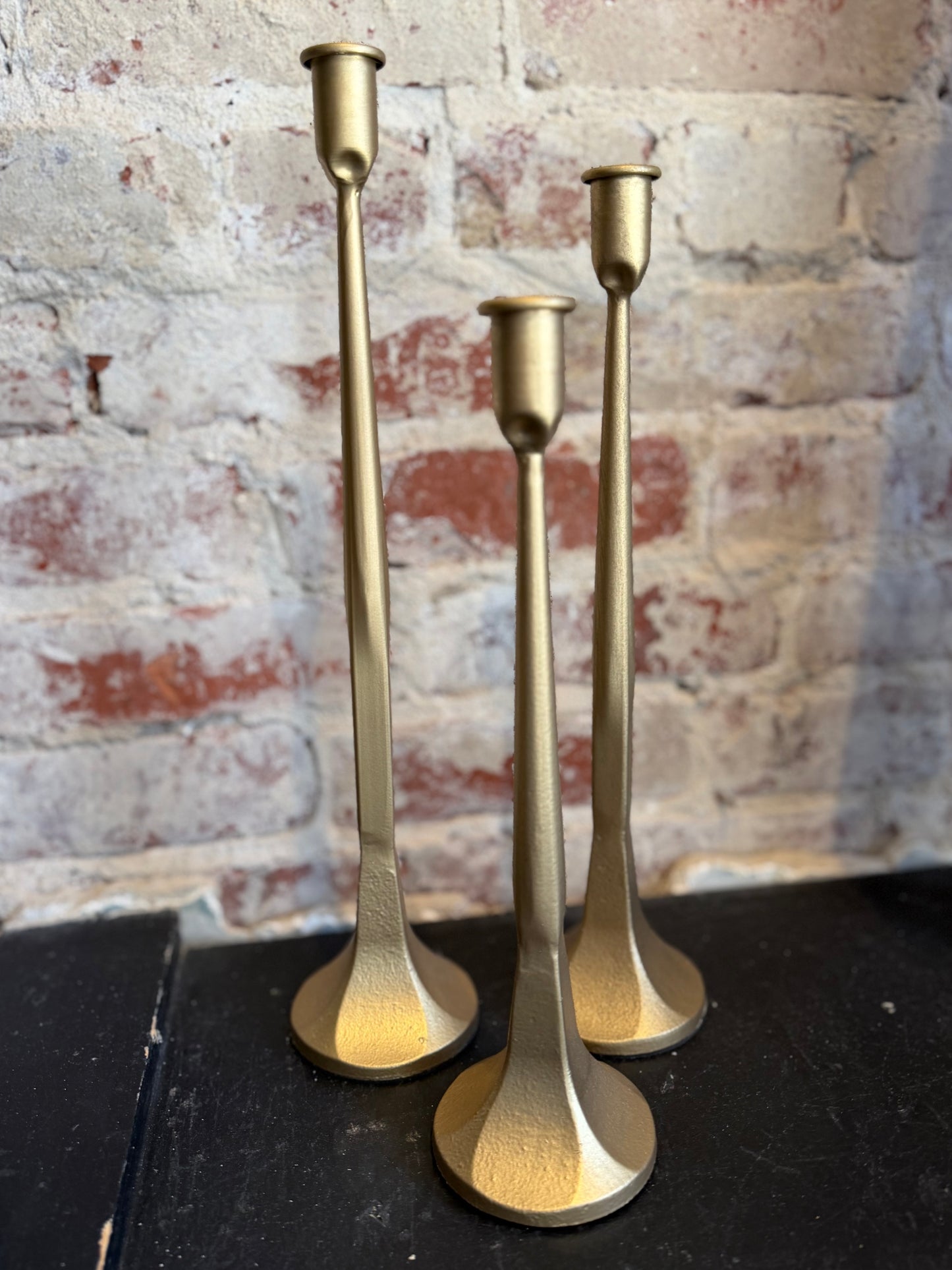 Gold Cast Iron Taper Candle Holder - Small
