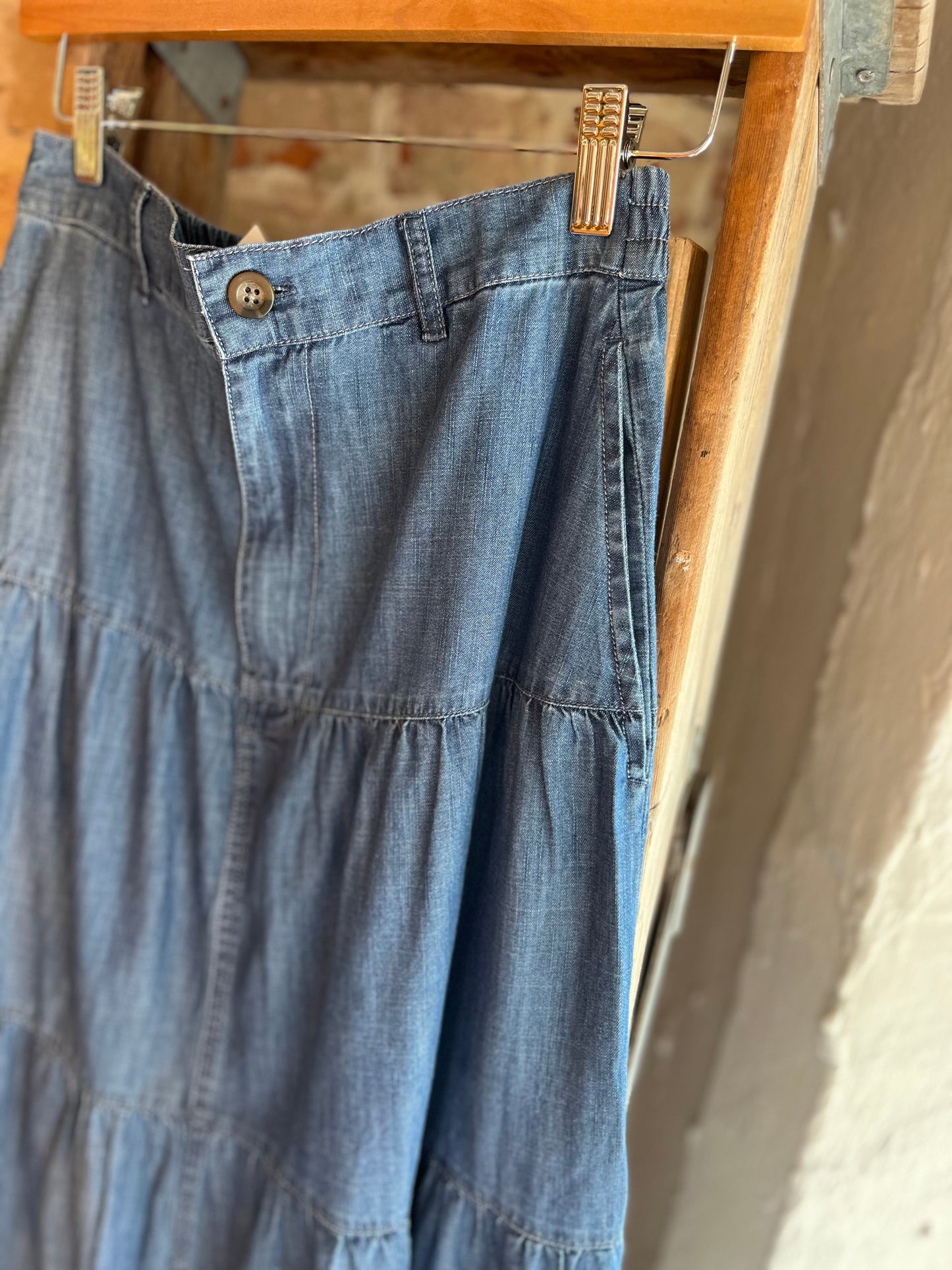 The Cheerful Tiered Denim Skirt