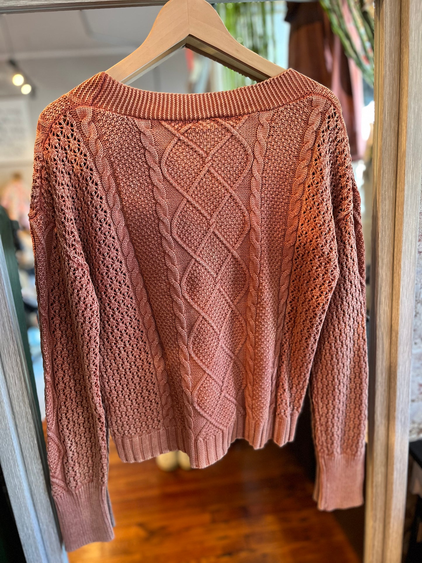 Washed Crop Cardigan- Baked Clay