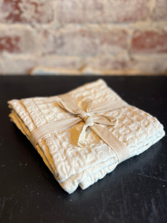 Natural Washed Waffle Dish Cloths - Set of 3