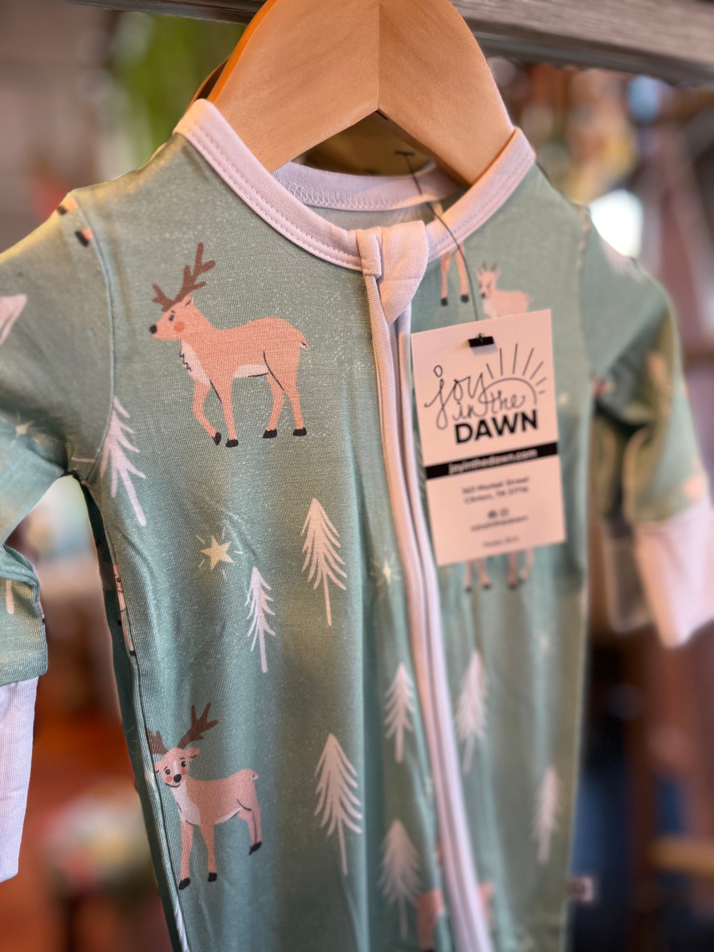 Reindeer Bamboo Onesies- Evergreen