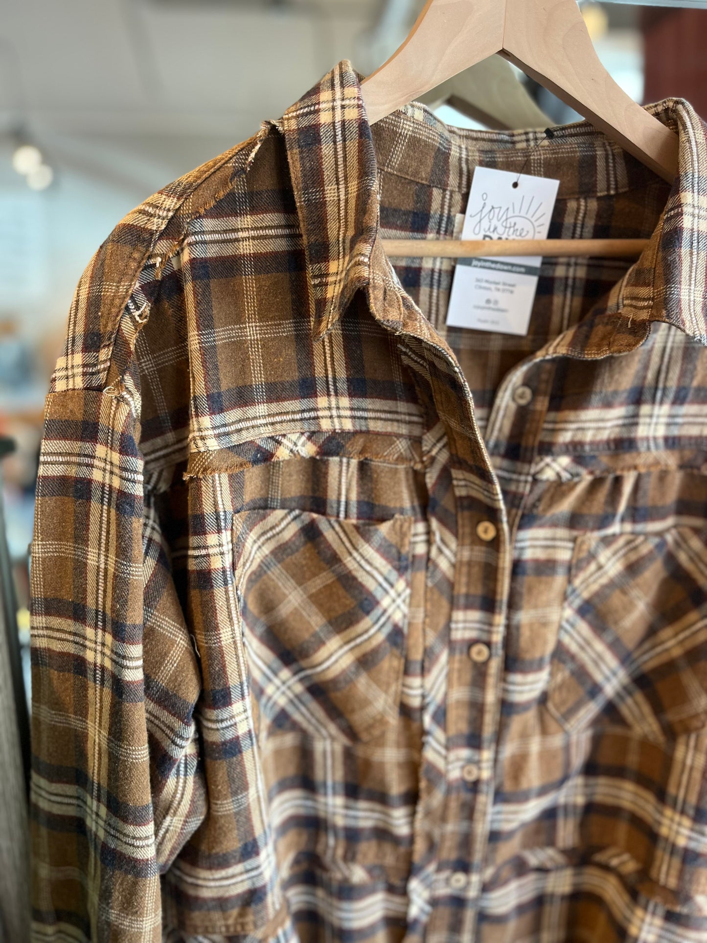 Mineral Washed Plaid Flannel - Brown