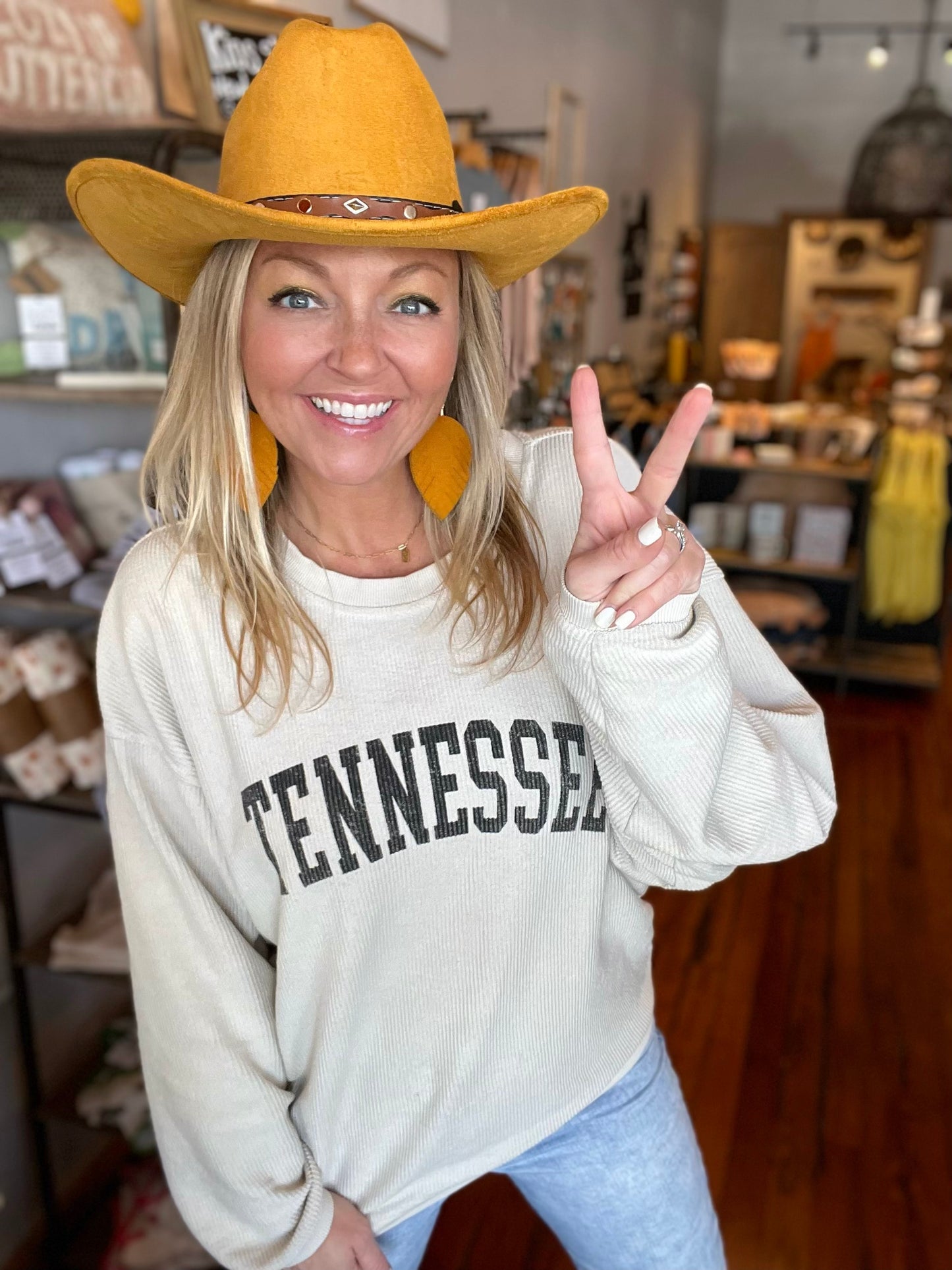 Suede Cow Boy Hat- Mustard