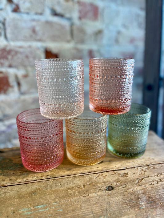 Sunset Hobnail Glass Set