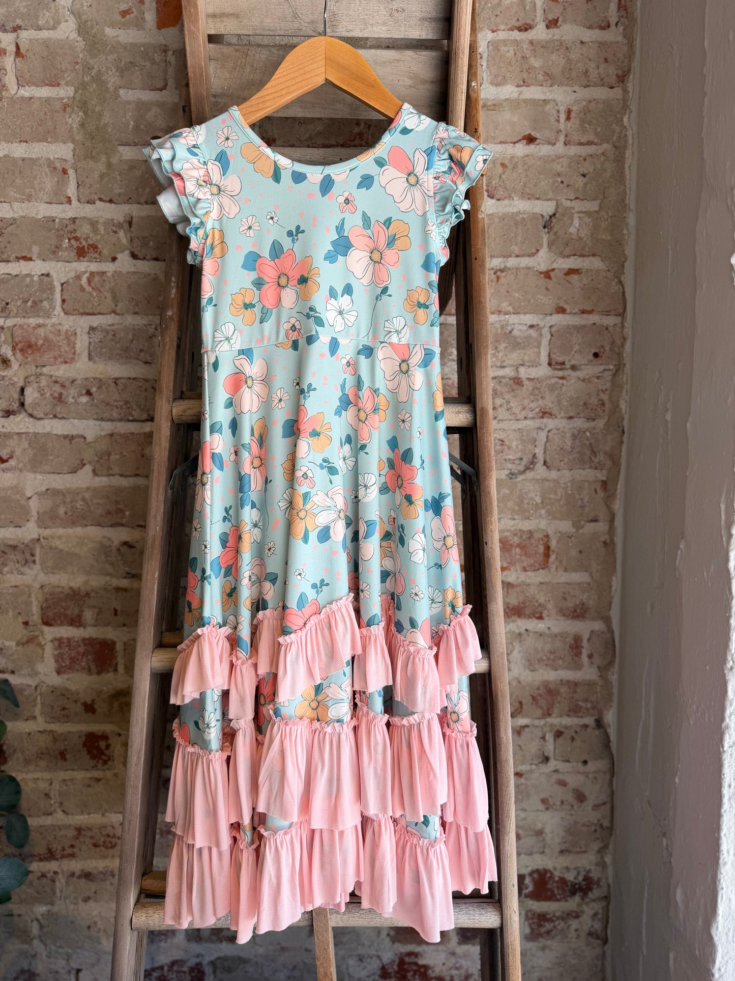 Bella Mint Floral Dress - Toddler/Kids