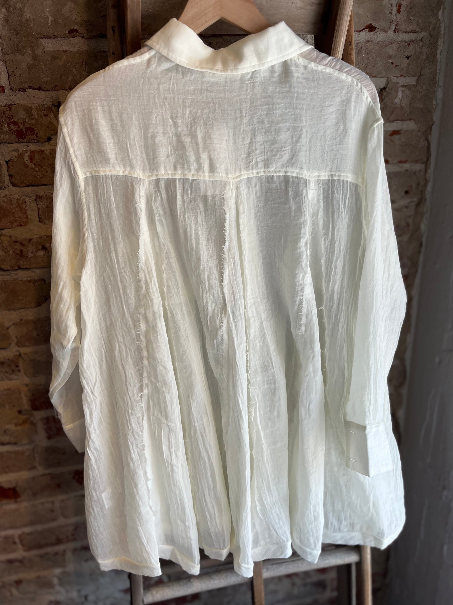 Oversized Gauze Paneled Top- White