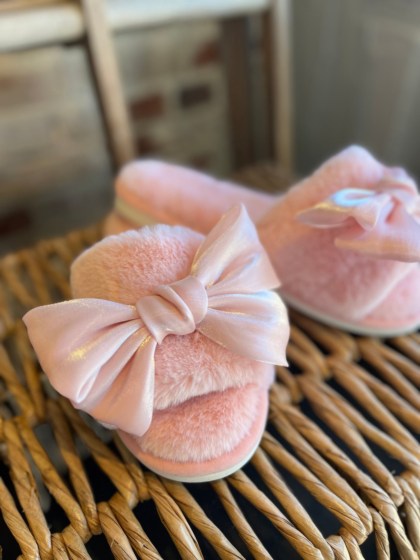 Blush Bow Slippers