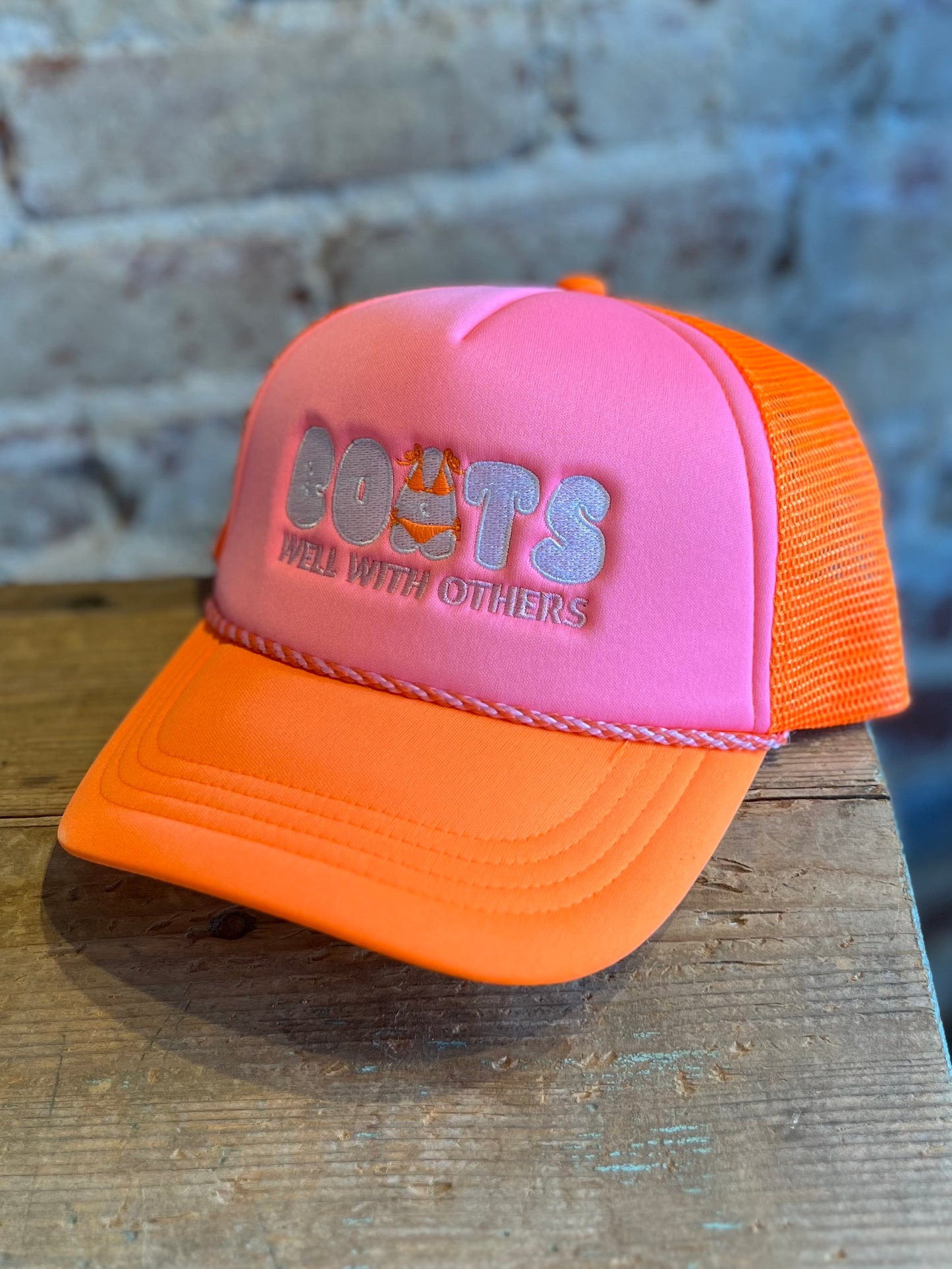 Boats Well With Others Foam Trucker Hat - Pink