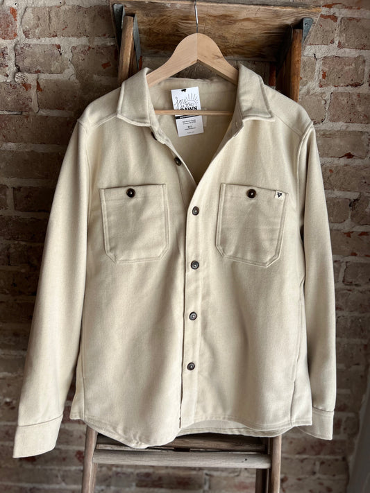 Oatmeal Faux Wool Shacket- Men