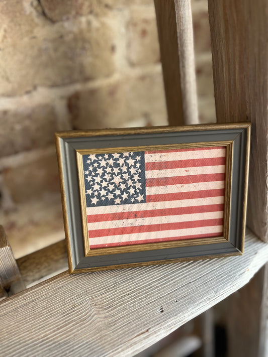 Rustic Flag Framed Antique Art