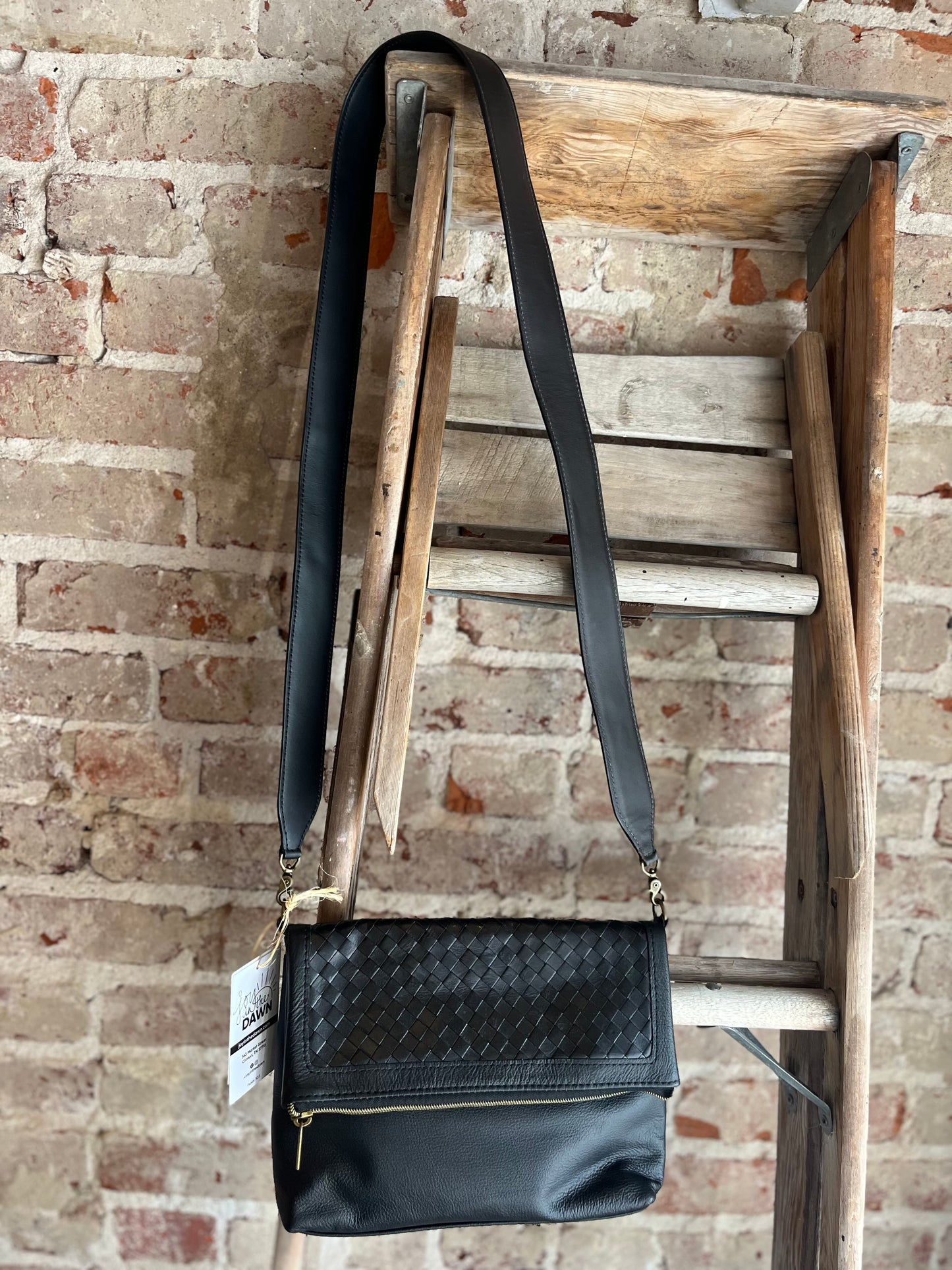 Woven Shoulder Bag- Black