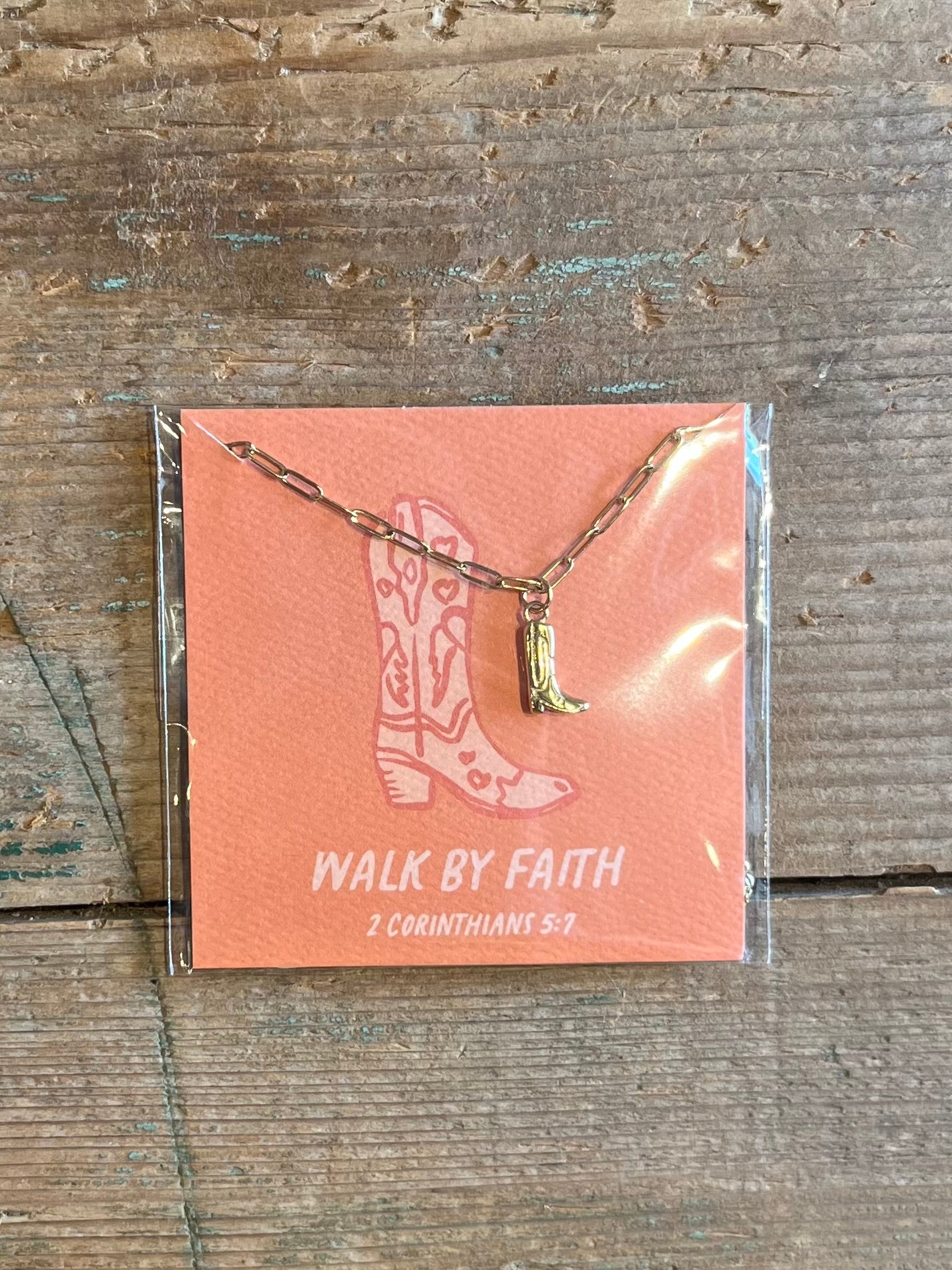 Walk by Faith Boot Necklace