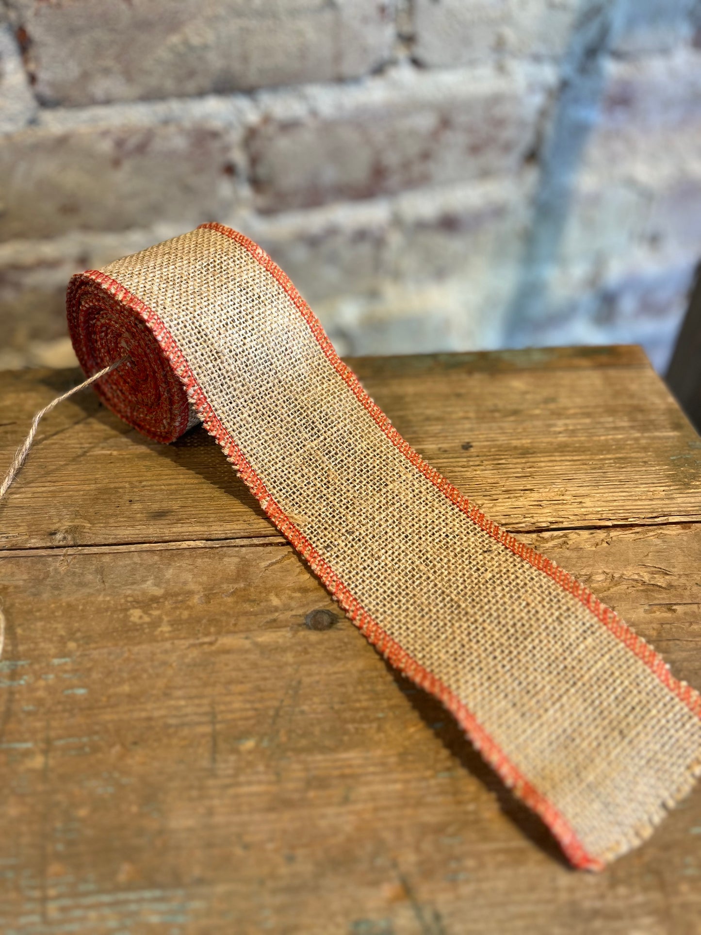 Jute Ribbon- Orange/Natural