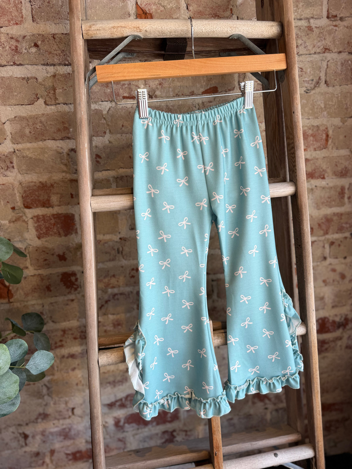 Teal + Pink Bow Ruffle SET- Kids