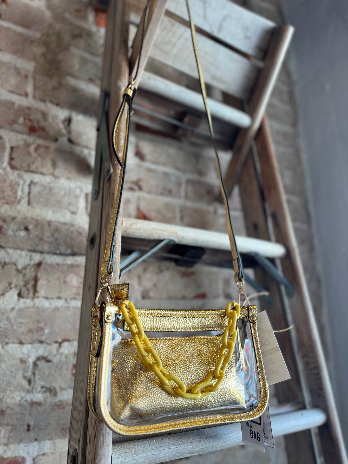 The Clear Crossbody w/ Chain- Gold