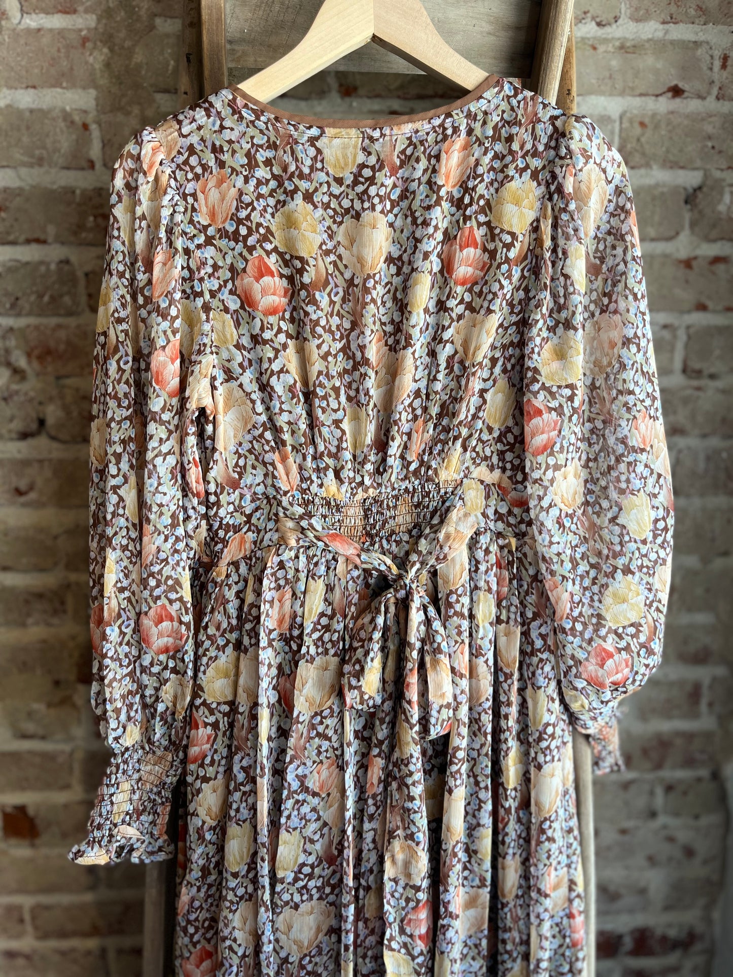 Flowy Buckhorn Brown Maxi Dress
