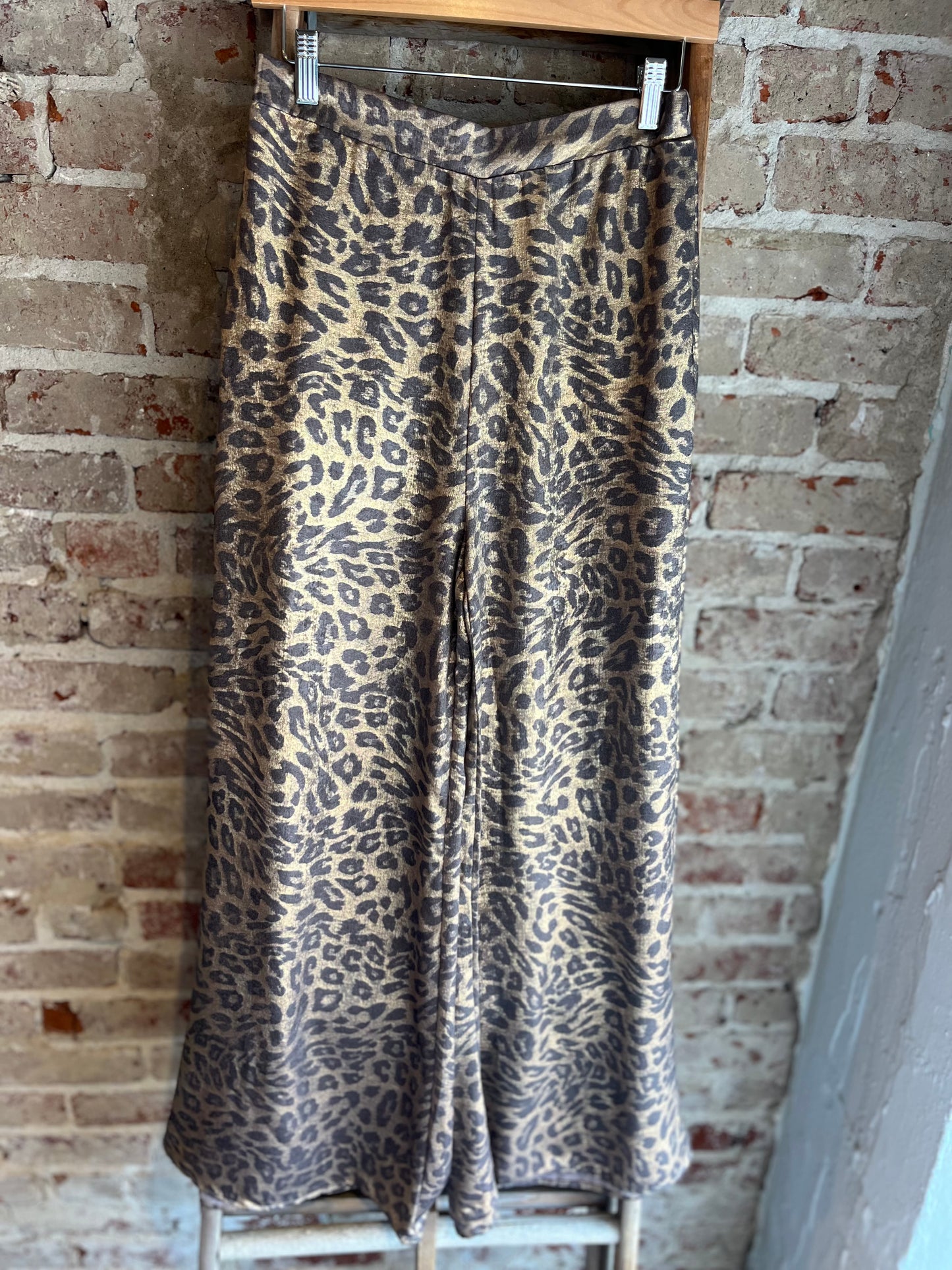 Satin Leopard Straight Leg Pants