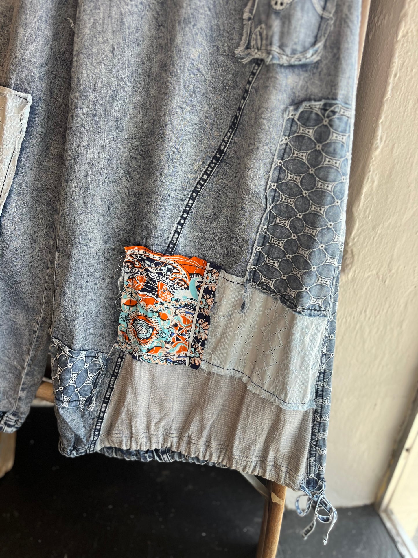 Patchwork Tencel Overalls