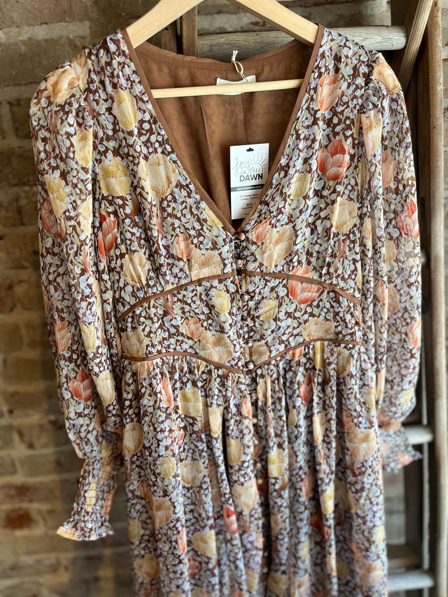 Flowy Buckhorn Brown Maxi Dress