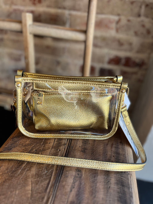 The Clear Crossbody w/ Chain- Gold