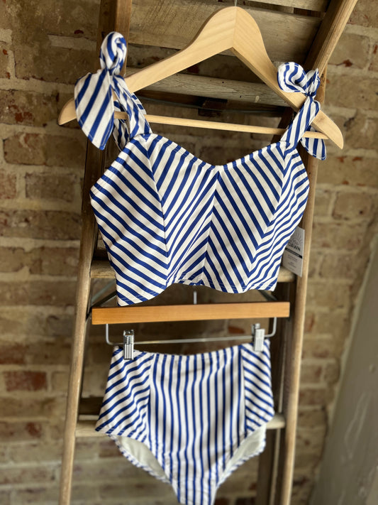 Royal Stripe Cropkini Swim Set