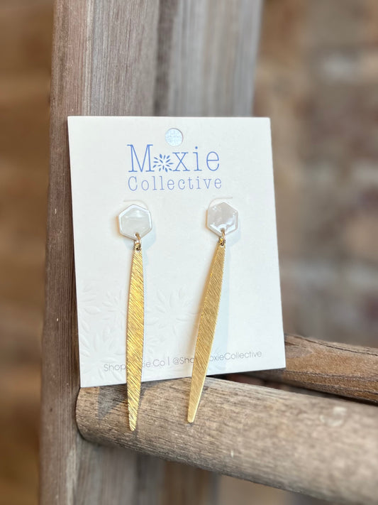 White Hexagon Earrings