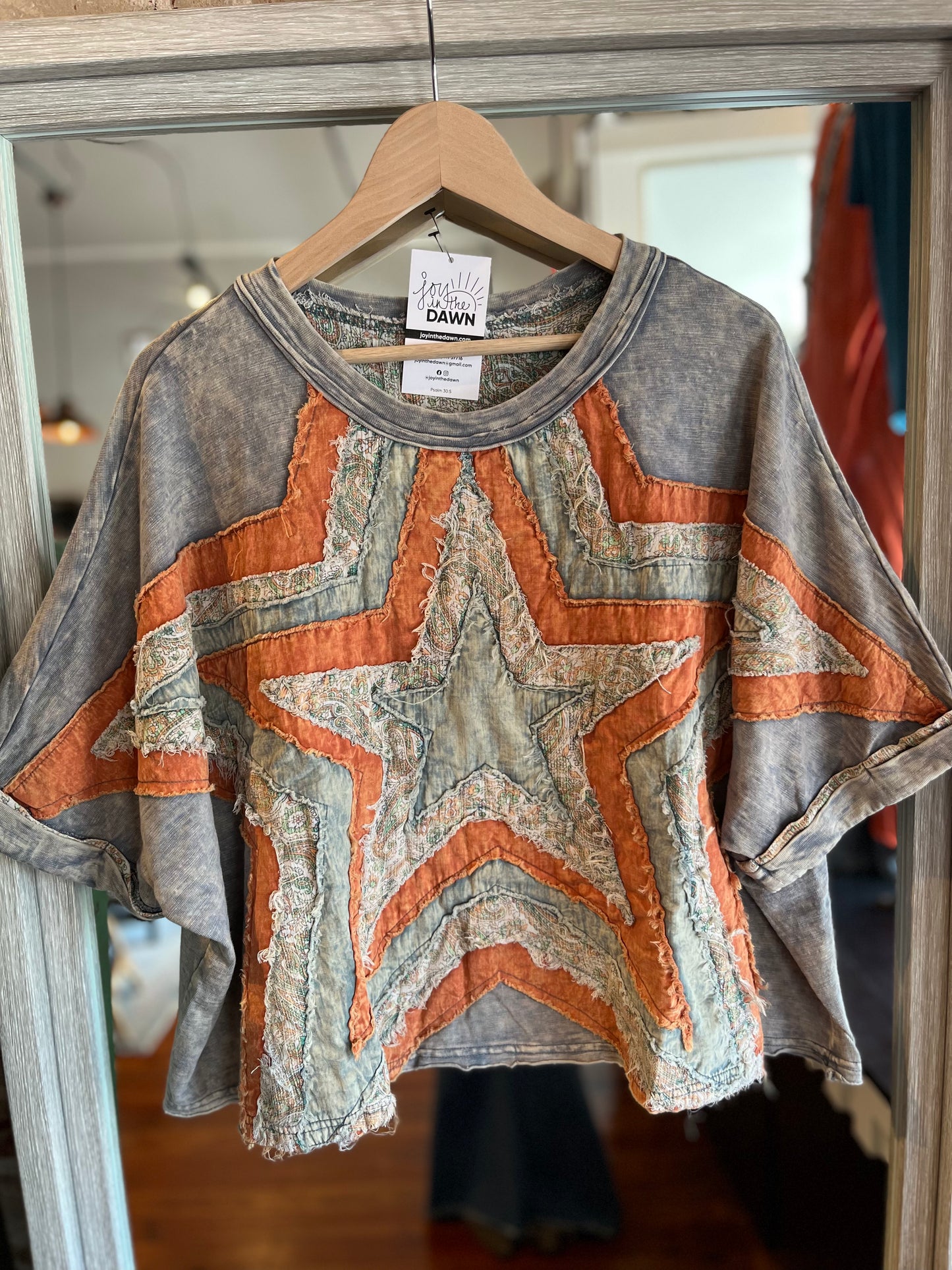 Star Patch Top- Blue