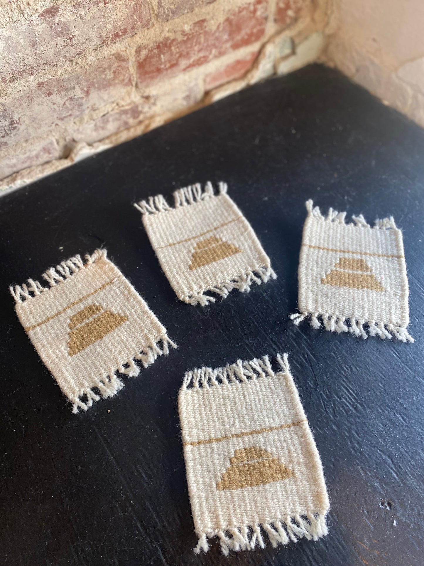 Aztec Coaster Set - Tan/White