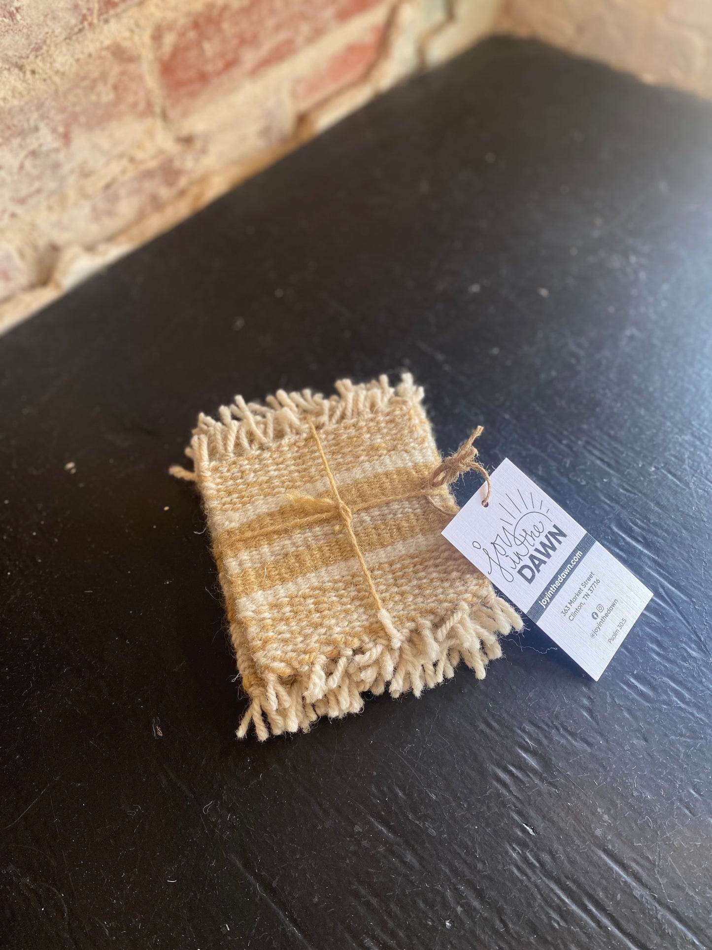 Abstract Woven Coasters - Tan/White