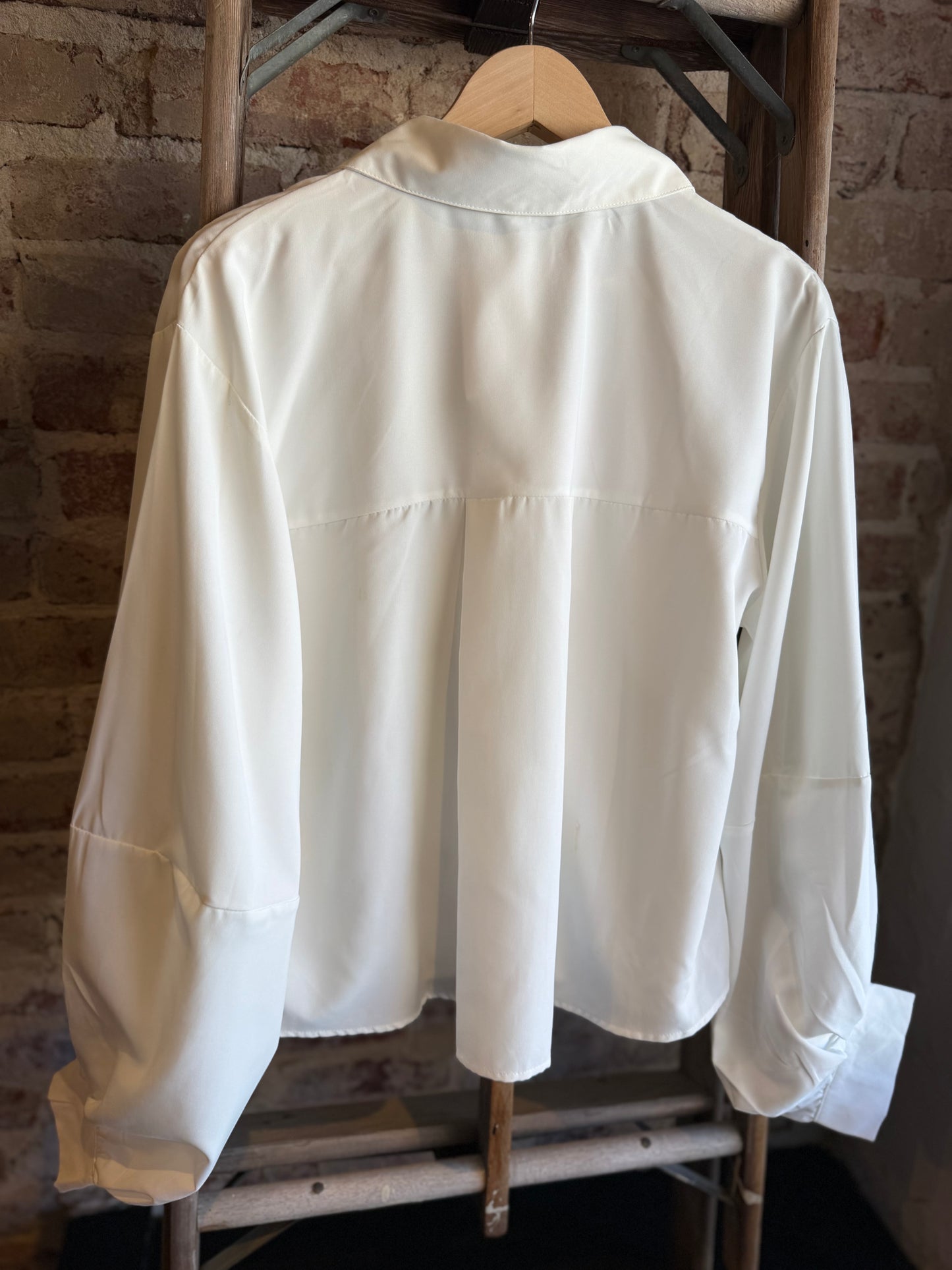 White Balloon Sleeve Blouse