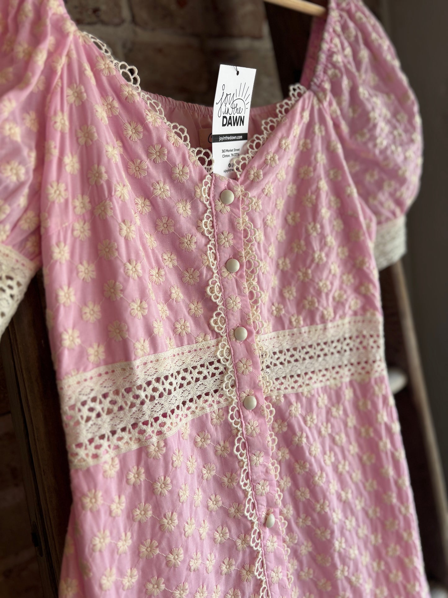 Pink Lace Trimmed Maxi Dress