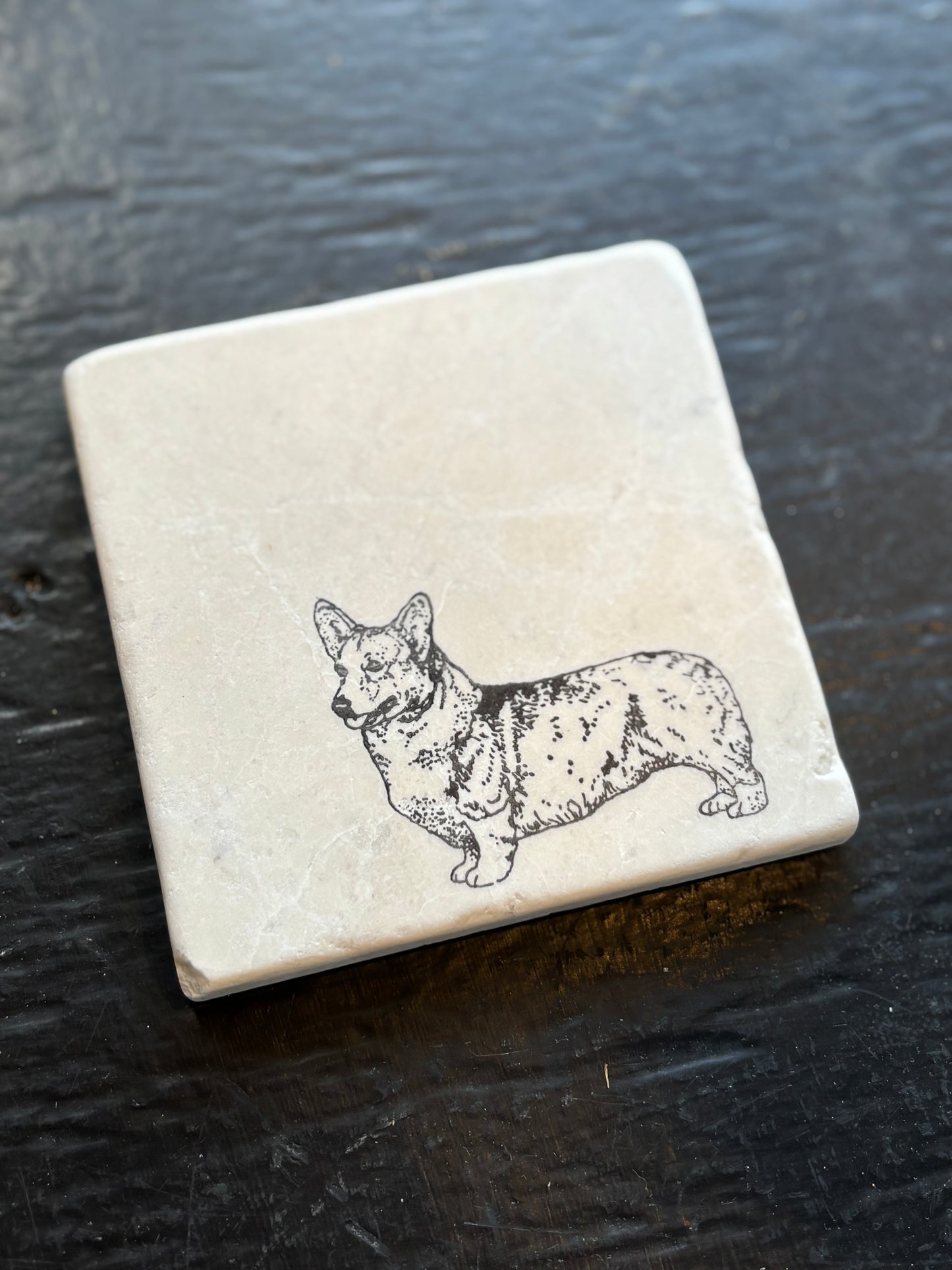 Welsh Corgi Marble Coaster