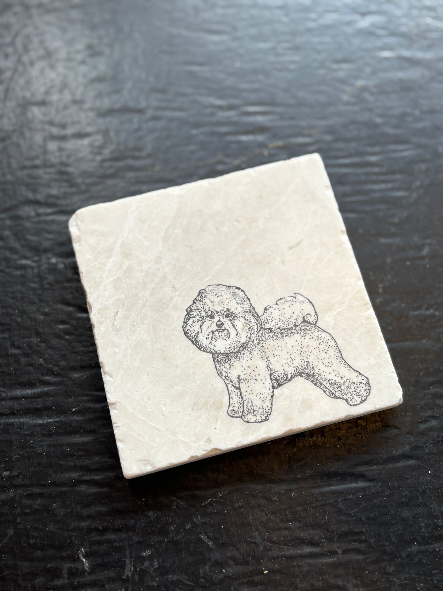 Bichon Frise Marble Coaster