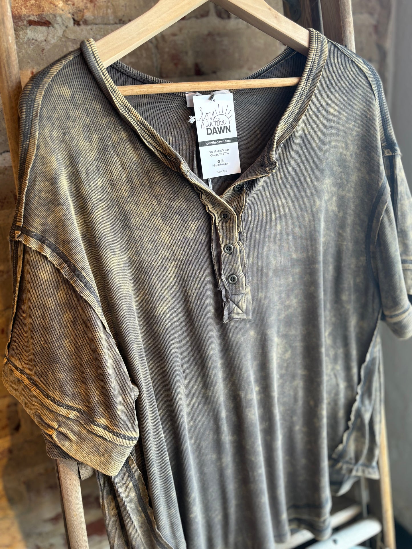 Mineral Washed Cut Edge Shirt- Vintage Grey