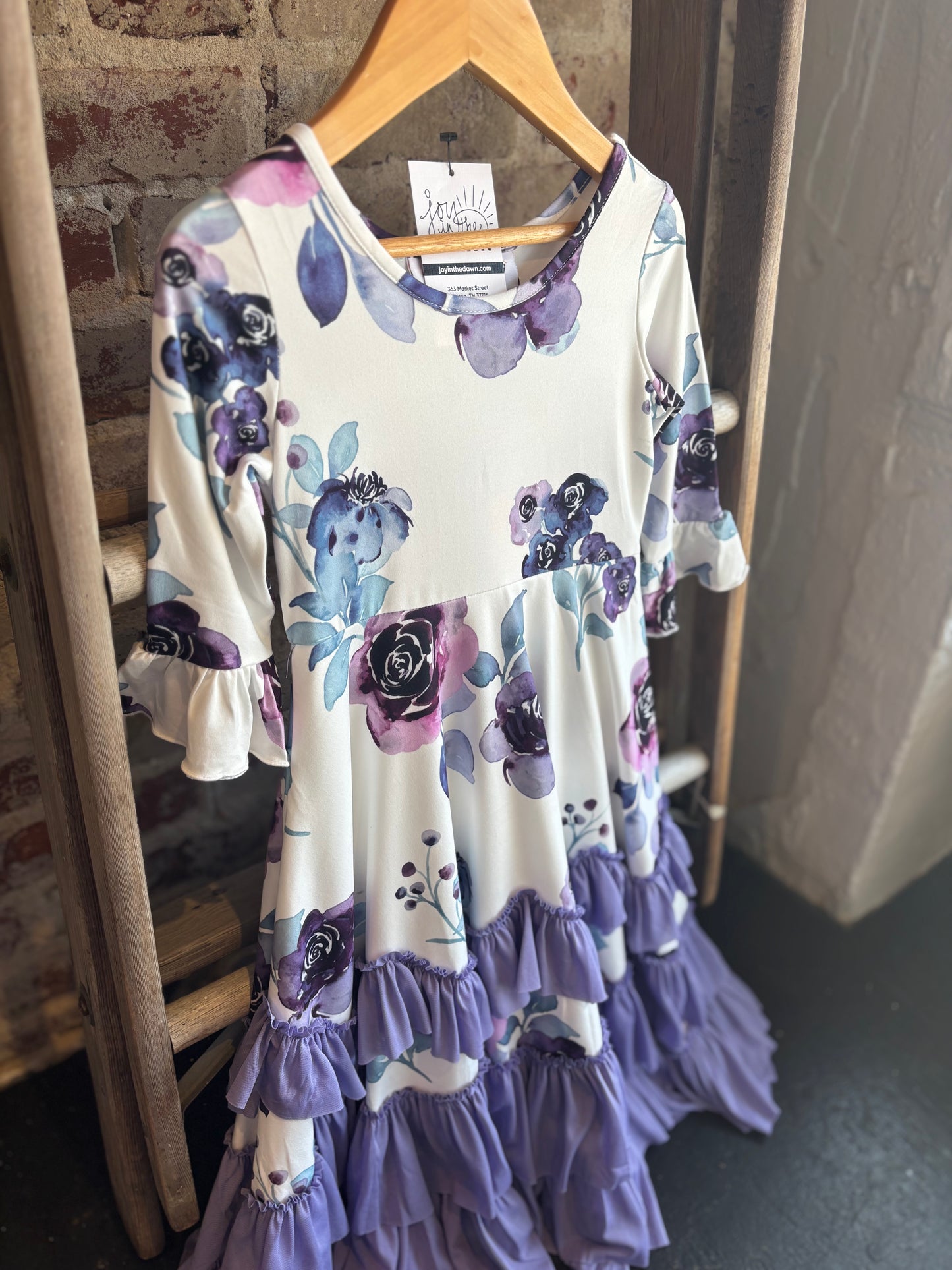 Lavender Long Sleeve Floral Dress - Toddler/Kids