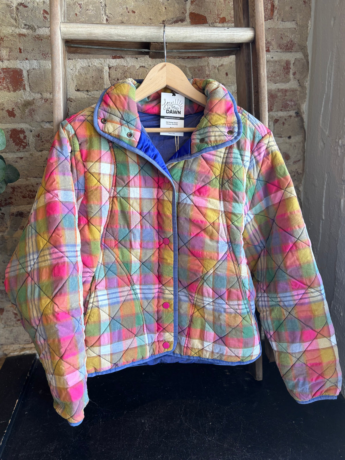 Bleached Vintage Plaid Quilted Jacket