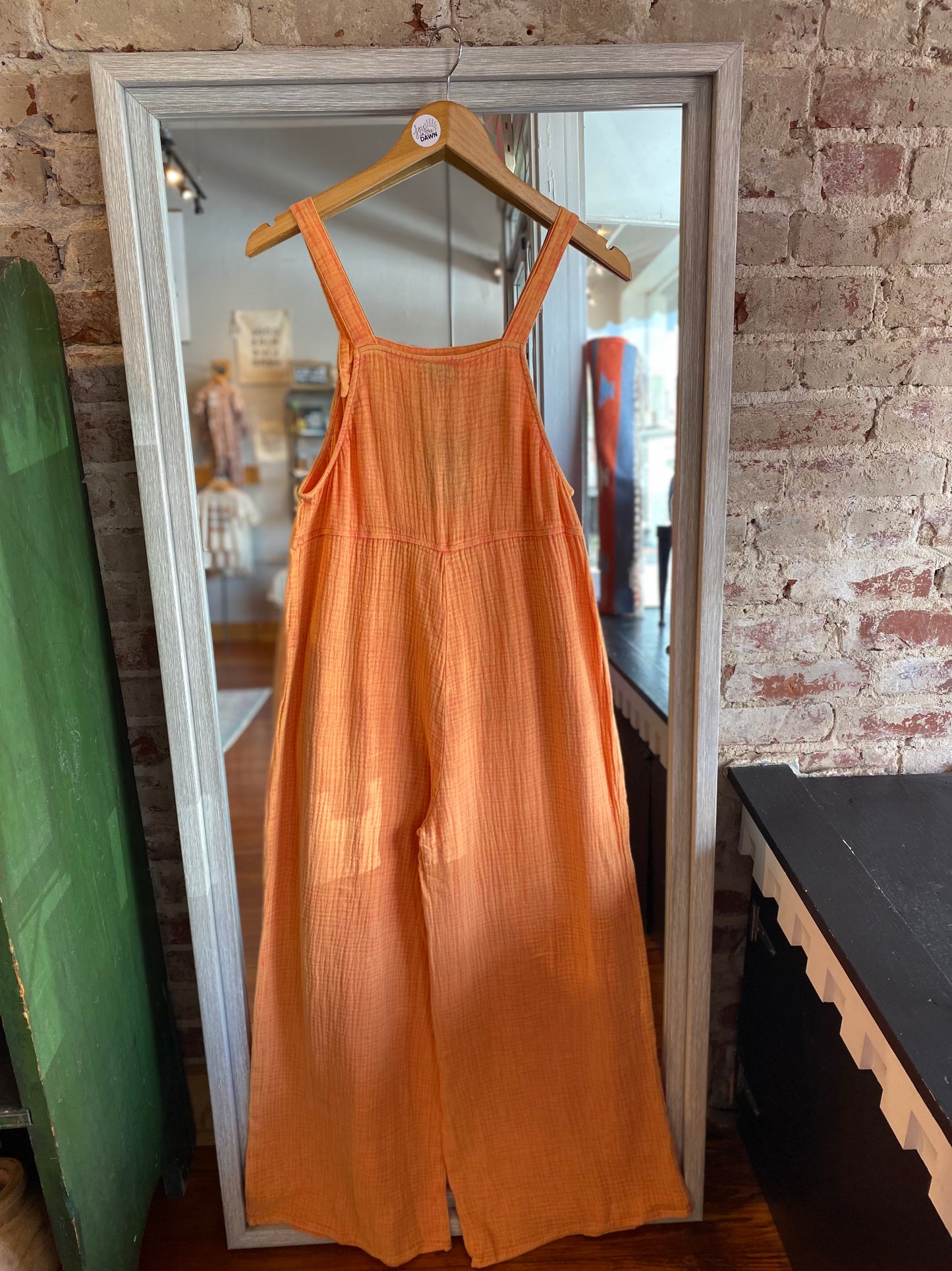 Mineral Wash Gauze Overalls- Orange