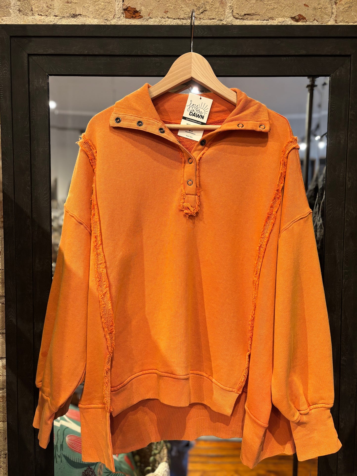 Vintage Washed Terry Pullover - Orange