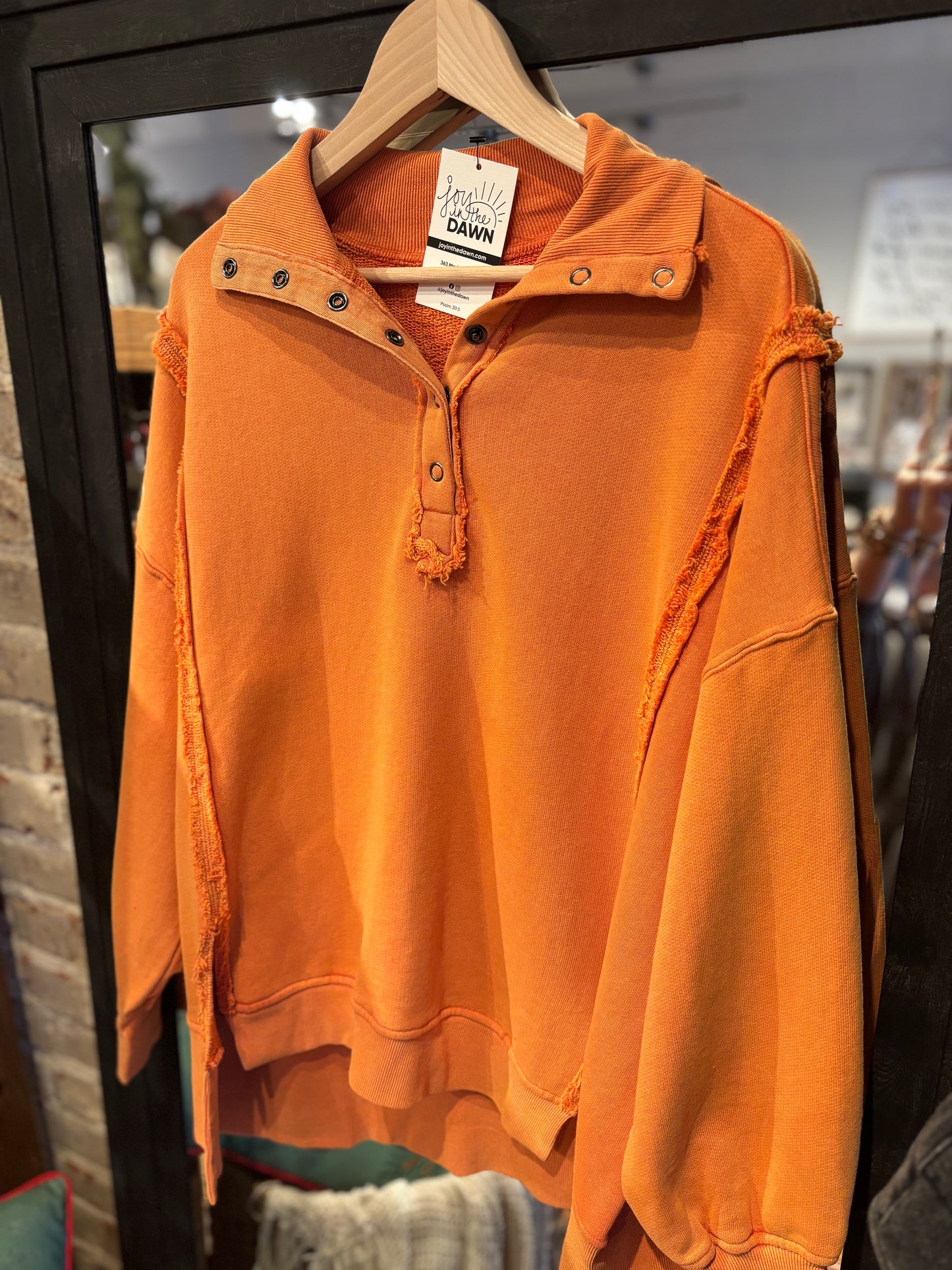 Vintage Washed Terry Pullover - Orange