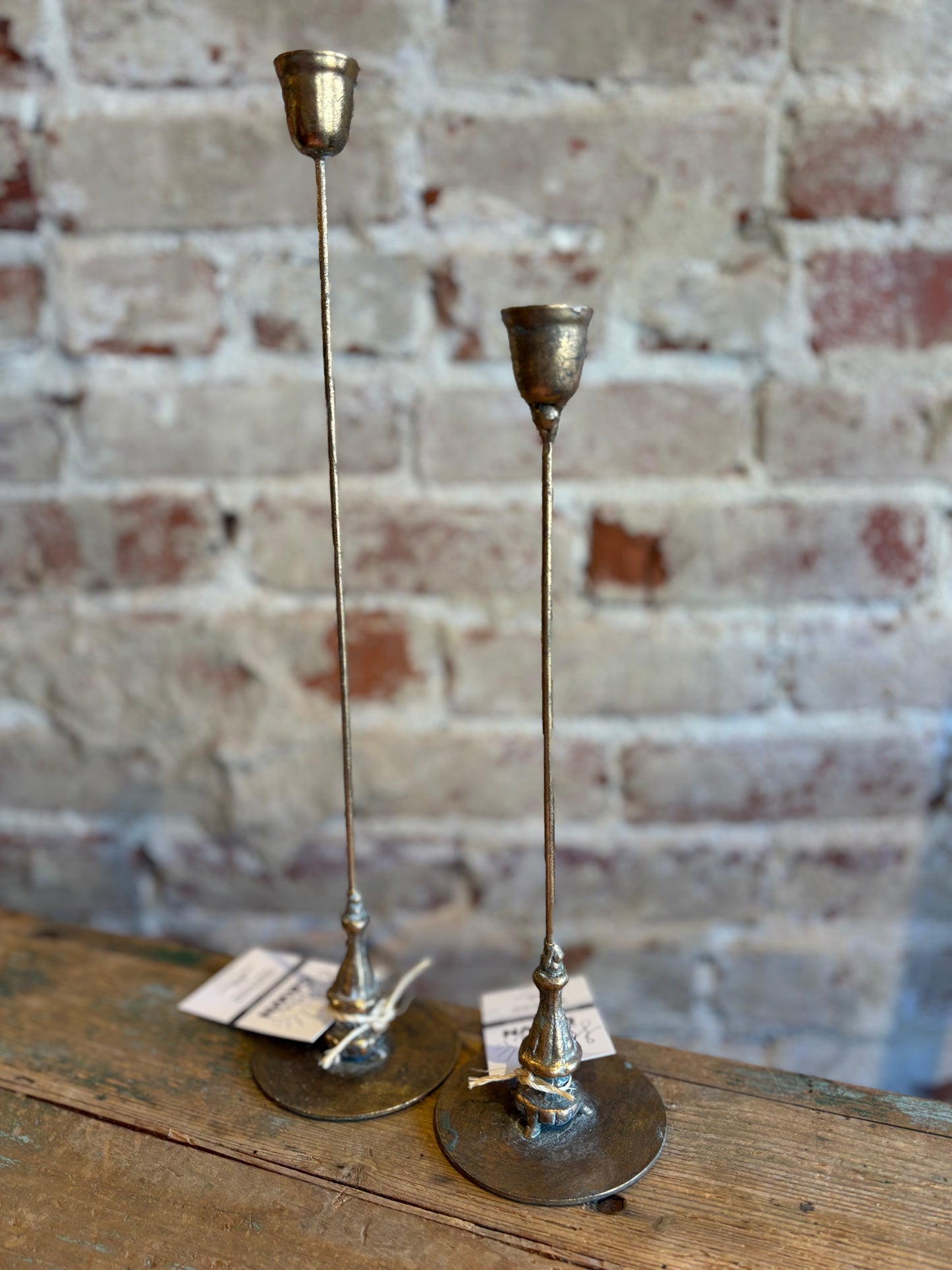 Antique Brass Taper Candle Holder - Large