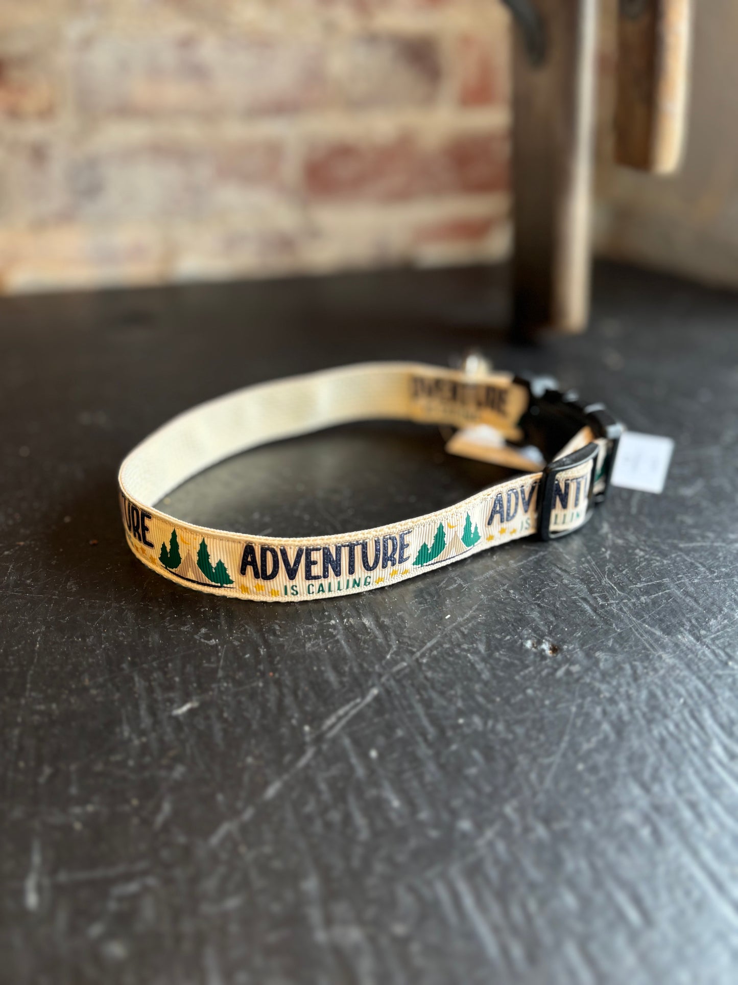 Adventure is Calling WIDE Pet Collar- Cream