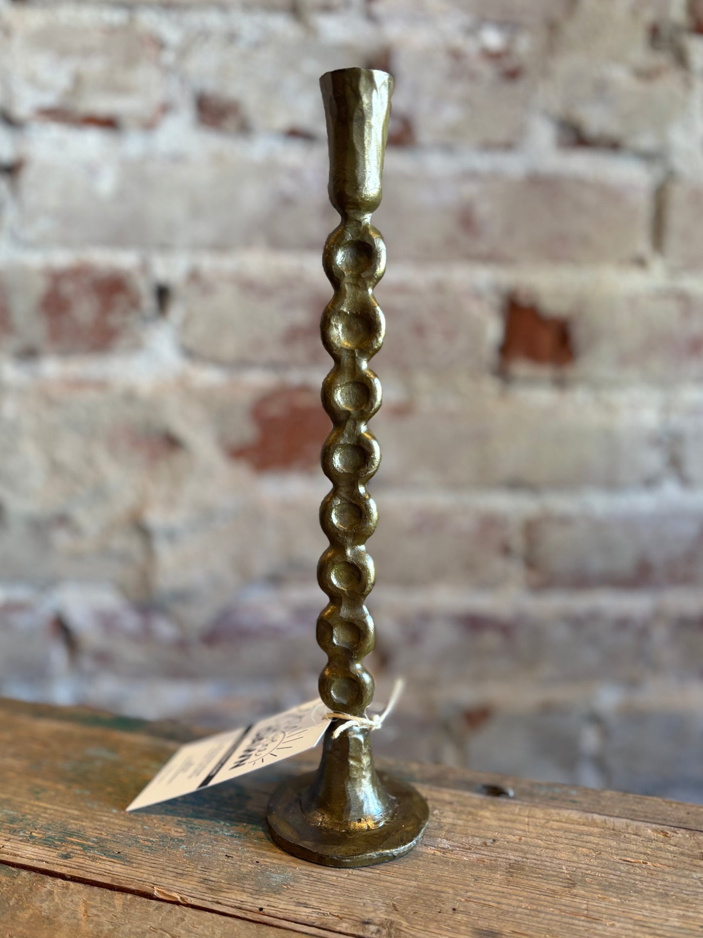 Brass Beaded Candle Holder - Small